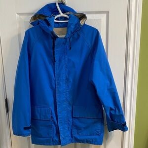 Vintage 90s L.L. Bean Women's Small Gore-Tex Rain Jacket Blue Hood Raincoat Fall